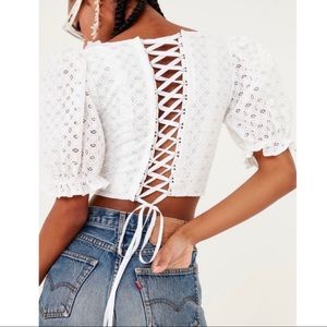 NWT For Love & Lemons Sand Dollar Lace Tie Top
